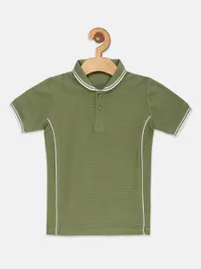 Instafab Boys Green Polo Collar T-shirt
