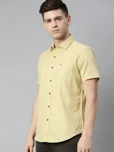U.S. Polo Assn. Denim Co. U S Polo Assn Denim Co Men Yellow Solid Casual Shirt