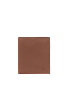 Kara Men Brown Textured Leather Two Fold Wallet