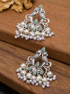 PANASH Silver-Toned Contemporary Drop Earrings