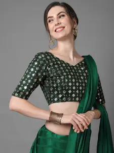 Mitera Green Striped Leheriya Saree