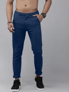 Roadster Men Blue Solid Slim Fit Trousers