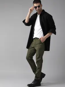 Roadster Men Olive Green Slim Fit Chinos Trousers
