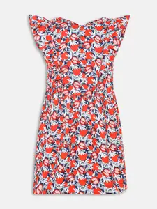 Oxolloxo Red & Blue Floral Satin Dress