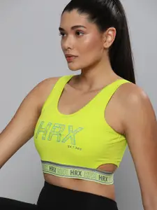 HRX By Hrithik Roshan Neon Lime Training  Rapid-Dry Brand Carrier Women Sports Bra