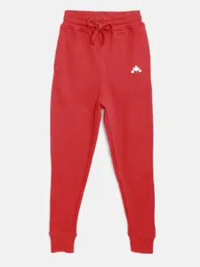 Rute Boys Red Pure Cotton Solid Joggers