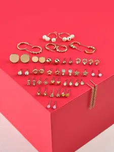 AMI Set Of 26 Gold-Toned Contemporary Stud Drop & Semi-Hoops Earrings