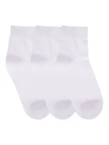 N2S NEXT2SKIN Men Pack Of 3 White Solid Ankle-Length Cotton Socks