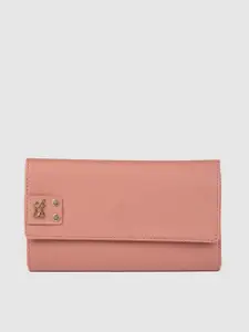 Baggit Women Tan Textured Synthetic Leather Three Fold Wallet