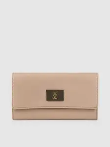Baggit Women Beige Solid Synthetic Leather Envelope