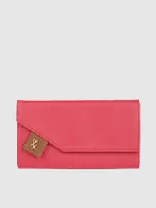 Baggit Women Coral Pink Solid Two Fold Wallet