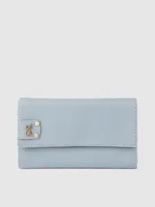 Baggit Women Blue Solid Three Fold Wallet