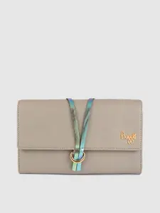 Baggit Women Grey Solid Buckle Detail Synthetic Leather Three Fold Wallet