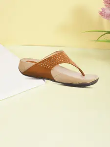 Metro Tan Embellished Wedge Sandals