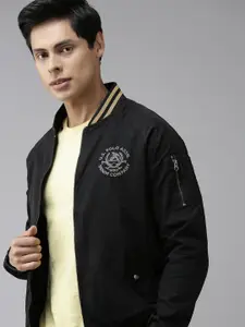 U.S. Polo Assn. Denim Co. U S Polo Assn Denim Co Men Black Brand Logo Biker Jacket