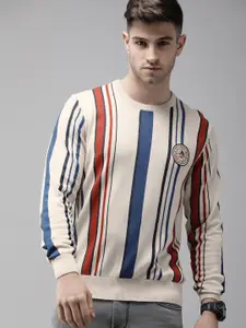 U.S. Polo Assn. Denim Co. U S Polo Assn Denim Co Men Off White & Blue Striped Pullover