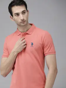 U.S. Polo Assn. U S Polo Assn Men Pink Polo Collar T-shirt