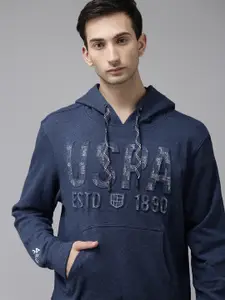 U.S. Polo Assn. Denim Co. U S Polo Assn Denim Co Men Navy Blue Embossed Hooded Sweatshirt