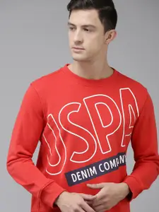 U.S. Polo Assn. Denim Co. U S Polo Assn Denim Co Men Red Typographical Printed Sweatshirt