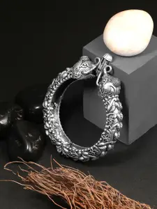 Adwitiya Collection Oxidised Silver-Plated Elephant Handcrafted Embellished Bangle
