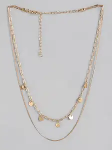 DressBerry Gold-Toned Coin Studded Layered Link Necklace