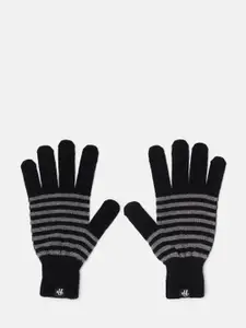 Roadster Black & Grey Striped Acrylic Gloves