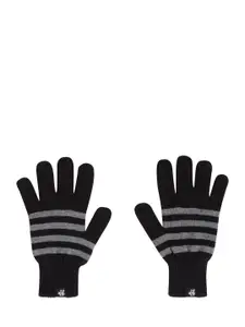 Roadster Women Black & Grey Striped Hand Gloves