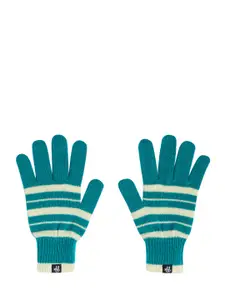 Roadster Women Teal & Yellow Striped Hand Gloves