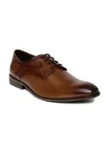 San Frissco Men Tan Brown Leather Formal Shoes