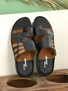 Azzaro Black Men Black & Brown Comfort Sandals