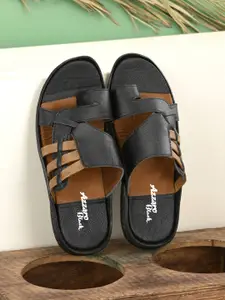 Azzaro Black Men Black & Brown Comfort Sandals