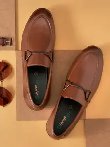 Duke Men Tan Solid Formal Slip On Shoes