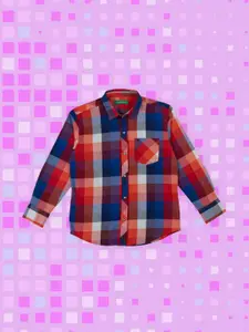 Gini and Jony Boys Multicoloured Slim Fit Checked Casual Shirt