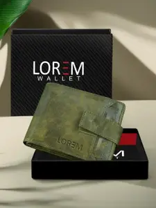 LOREM Men Green Floral Textured Synthetic Leather Two Fold Wallet