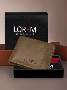 LOREM Men Brown Textured Synthetic Leather Two Fold Wallet