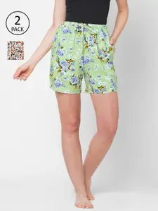 URBAN SCOTTISH Women Pack of 2 Floral Print Lounge Shorts