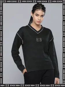HRX By Hrithik Roshan EDGE Lifestyle Women Black Rapid-Dry Camouflage Sweatshirts
