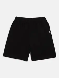 HRX By Hrithik Roshan U-17 Lifestyle Boys Jet Black Bio-Wash Brand Carrier Shorts