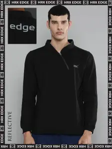 HRX By Hrithik Roshan EDGE Lifestyle Men Black Bio-Wash Brand Carrier Sweatshirts
