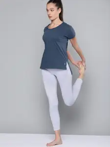 HRX By Hrithik Roshan Yoga Women Navy Melange Pure Cotton  Sustainable Tshirt