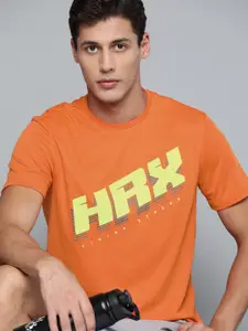 HRX By Hrithik Roshan Running Men Neon Orange Rapid-Dry Brand Carrier T-shirt