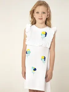 Cherry Crumble Girls Off White Orchid Pique A-Line Dress
