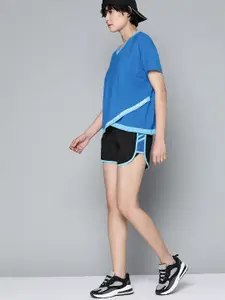 HRX By Hrithik Roshan Lifestyle Women Jet Black Lycra Colourblock Shorts