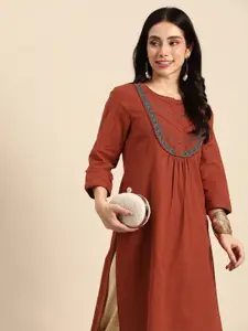 all about you Women Ethnic Motifs Embroidered Thread Work Kurta