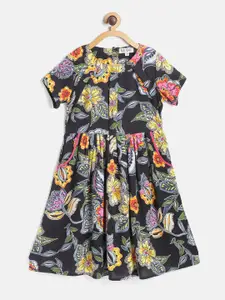 Bella Moda Girls Multicoloured Floral Print Fit and Flare Dress