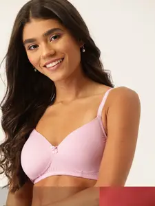 DressBerry Pack of 2 Solid Lightly Padded Medium Coverage T-shirt Bra