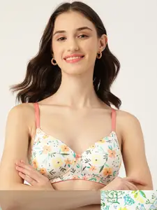 DressBerry Pack of 2 Floral Printed Lightly Padded Medium Coverage T-shirt Bra
