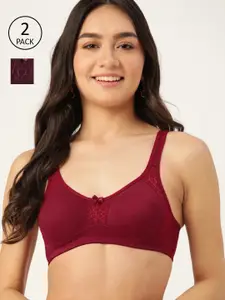 DressBerry Pack Of 2 Purple & Maroon Solid Everyday Lace Bra PM-DB-NWNP-17-2pp
