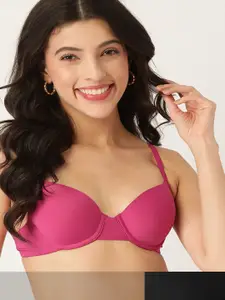 DressBerry Pack Of Two Half Coverage Solid Lightly Padded Bra