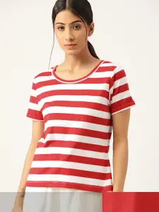 ETC Women Pack Of 2 Red & White Lounge T-shirts